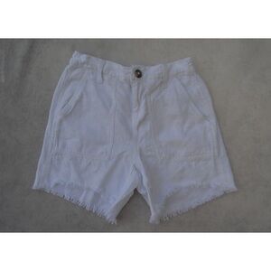 Aerie Women's Size XXS Denim Belted Shorts White Linen Blend Cut Offs